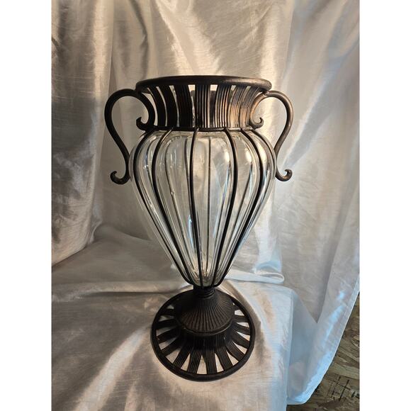 Vintage Hand Blown Cage Glass Vase 19" - Picture 1 of 6